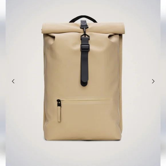 RAINS Rolltop Rucksack Sand - Picture 1 of 9